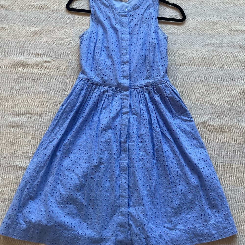 Blue Sleeveless Eyelet Dress